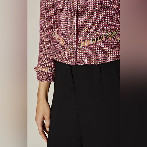 Karen Millen Pink Fringe Tweed Blazer Jacket - Picture 4 of 16